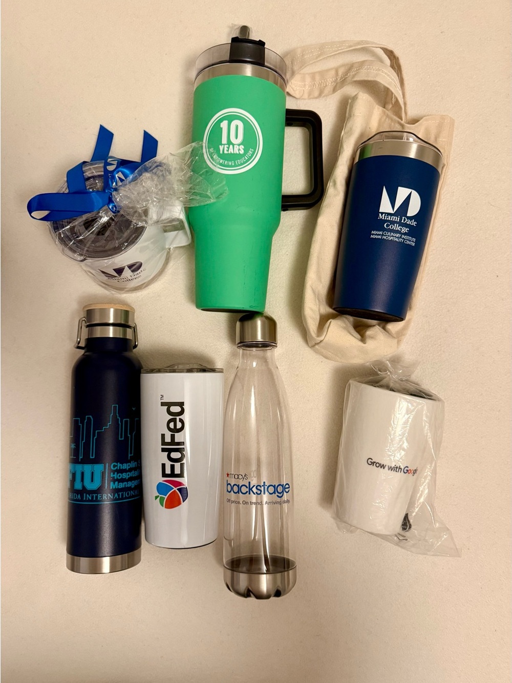 Assorted tumblers/ waterbottles Set in Teal, Navy, White, Green